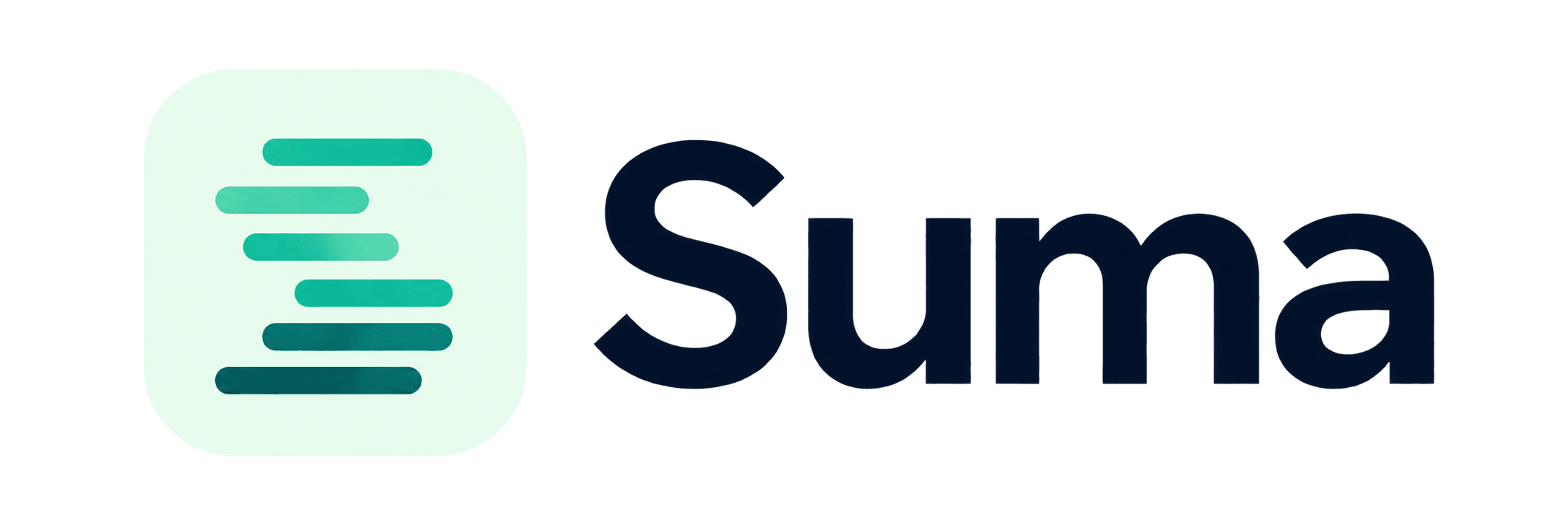 Horizontal Suma wordmark with its stacked-line app icon